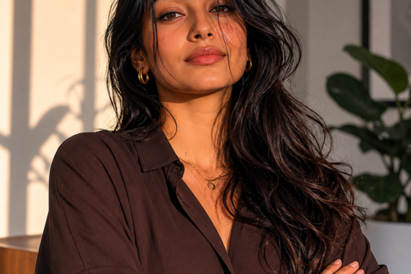 Femme souriante et sûre d'elle, bras croisés