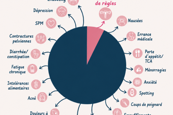 Schéma des symptômes possibles de l'endométriose